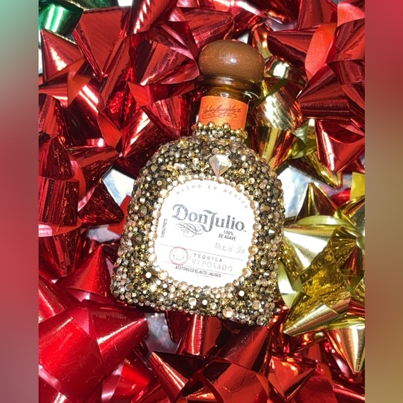 Gold and Silver Decorative Tequila Bottle